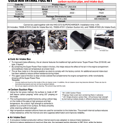 HKS Subaru ZN8/ZD8 Cold Air Intake Full Kit