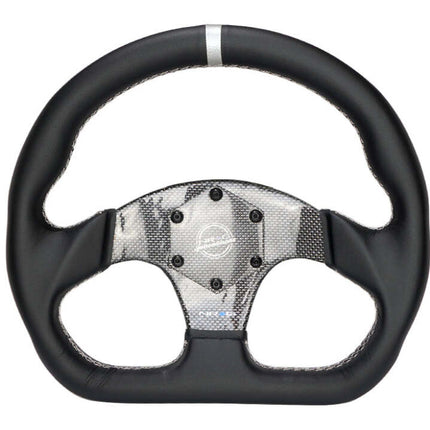 NRG Carbon Fiber Flat Bottom Steering Wheel (320mm) Silver CF Center w/Silver Stitch/Center Mark