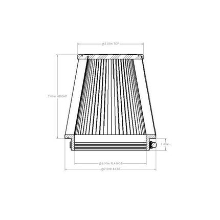 aFe POWER Universal Clamp-On Air Filter w/ D2 Dura-Dry Media - 6in F x 7.5in B x 5.5in T x 7in H