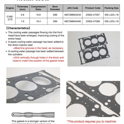HKS Grommet Head Gasket Super Cooling ProG16E T 1.0