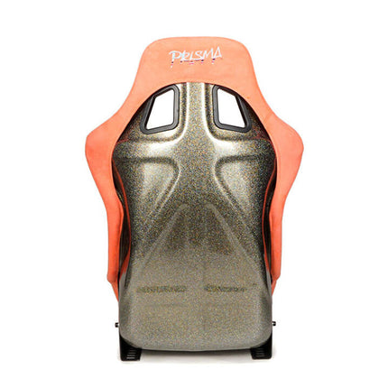 NRG FRP Bucket Seat ULTRA Edition W/ Grey Pearlized Back / Peach Microfiber Material - Large