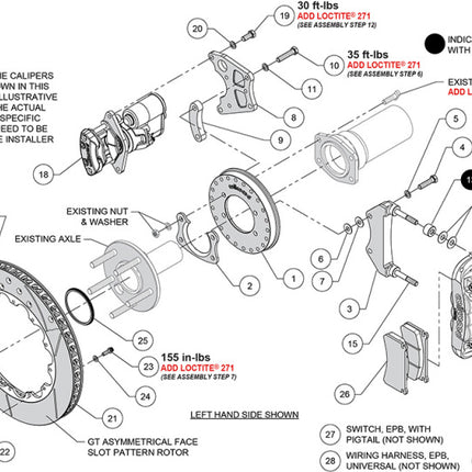 Wilwood kit rear EPB XRS4R big ford new style 2.50 offset 12.88 rotor GT red