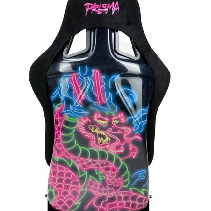 NRG FRP Bucket Seat (Large) Black Alcantara w/ Dragon Livery