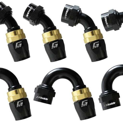 GReddy AN16 90 Degree Swivel Hose End - Black/Gold Anodized