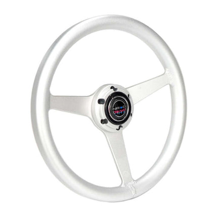 NRG Aluminum Steering Wheel 330mm - Heritage Solid Spoke - Ergonomic Grip - Anadized Silver