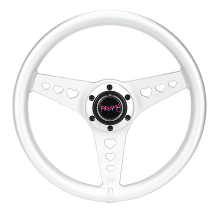 NRG All Aluminum Steering Wheel 330mm - Heart Cut Out- Ergonomic Grip- Anadized Silver