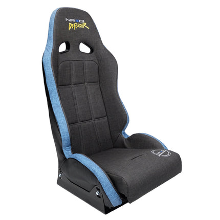 NRG Defender Water Resistant Steel Frame Suspension Seats Black w/ Blue Trim & Defender logo