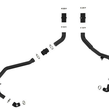 aFe BladeRunner 2in to 2-1/2in Aluminum Hot Charge Pipe Black Ford F-150 24-26 V6-2.7L (tt)
