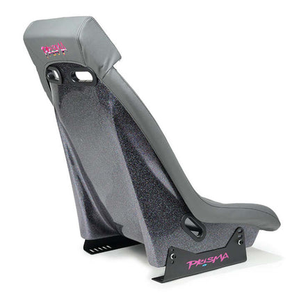NRG GT Retro Bucket Seat -Gunmetal PVC Leather Gunmetal Stitching Multicolor Fiberglass Back Glitter