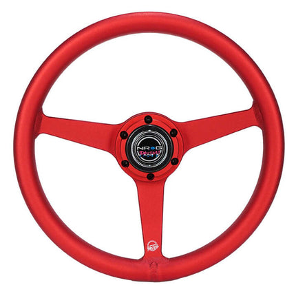 NRG Aluminum Steering Wheel 330mm - Heritage Solid Spoke - Ergonomic Grip - Anadized Red