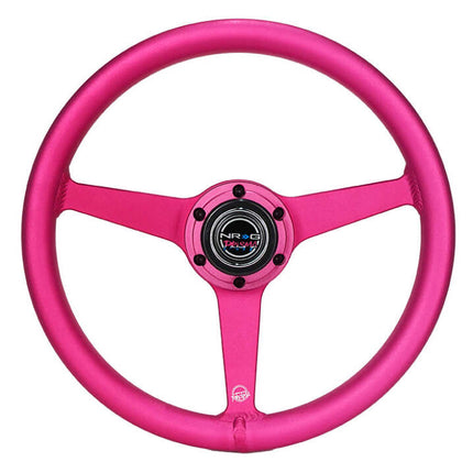 NRG Aluminum Steering Wheel 330mm - Heritage Solid Spoke - Ergonomic Grip - Anadized Pink