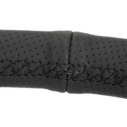 NRG Reinforced Stealth Wheel (380mm) 3 Spoke Center 1in Deep Dish - Perforated Leather Black Stitch