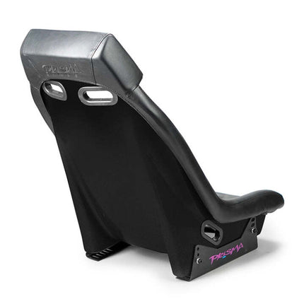 NRG GT Retro Bucket Seat - Black PVC Leather Black Stitching Black Fiberglass Back