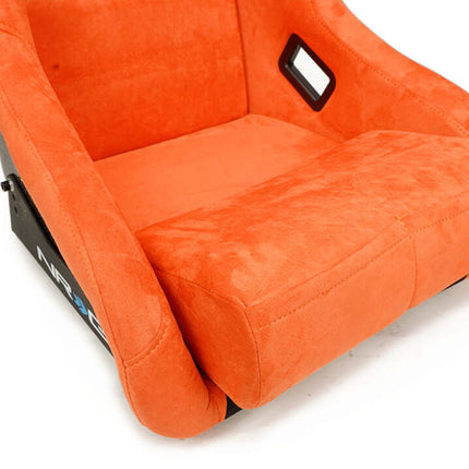 NRG FRP Bucket Seat ULTRA Edition W/ Grey Pearlized Back / Orange Microfiber Material - Large