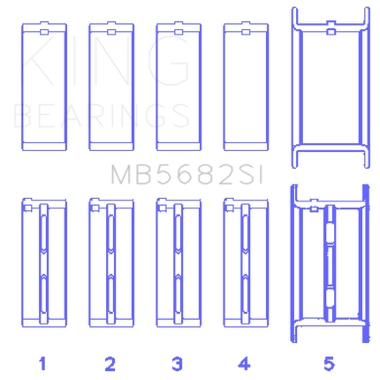 King Engine Bearings gm 496ci/8.1L 16v (Size STD) Performance Main Bearing Set