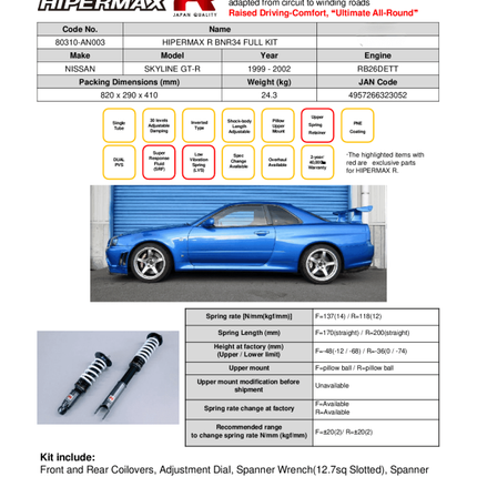 HKS Hipermax R BNR34 Full Kit