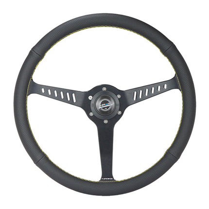 NRG Reinforced Steering Wheel (380mm/1in. Deep) Perforated Leather and Yellow Stitching