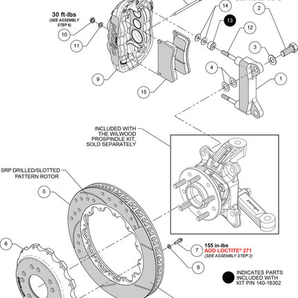 Wilwood kit front XRS6R wwe C10 alum pro spindle 13.06 rotor GT red