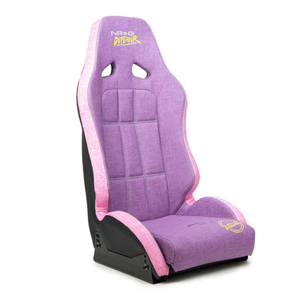 NRG Defender Water Resistant Steel Frame Susp. Seat - Purple w/ Pink Trim/Defender Logo/Side Bracket