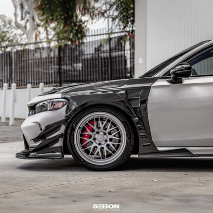 Seibon 23-25 Honda Civic Type-R MB-Style Carbon Fiber Front Side Skirt Extensions